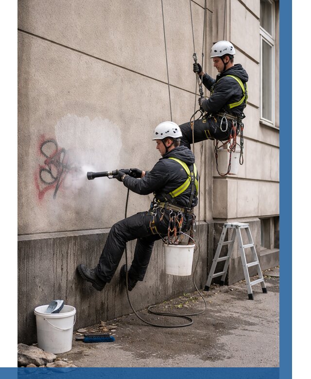 Удаление граффити с фасада в Нальчике от 4663 р. | ВЫСОТНИК-Нль