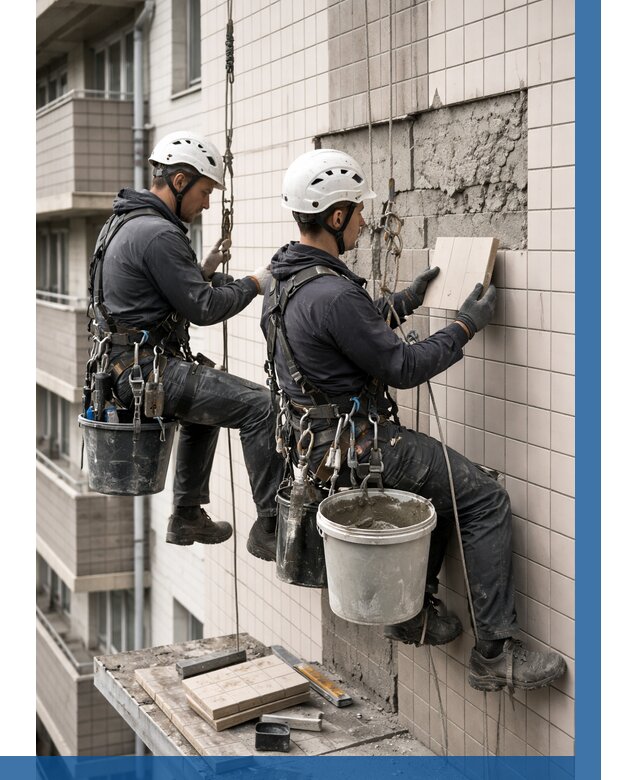 Ремонт облицовки фасада плиткой в Нальчике от 1865 р. | ВЫСОТНИК-Нль