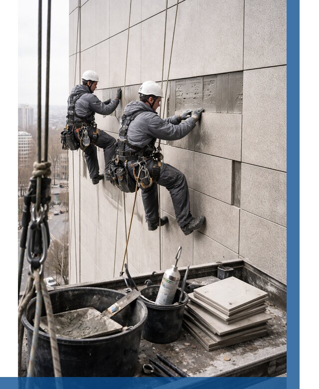 Ремонт фасада из керамогранита в Нальчике от 2591 р. | ВЫСОТНИК-Нль