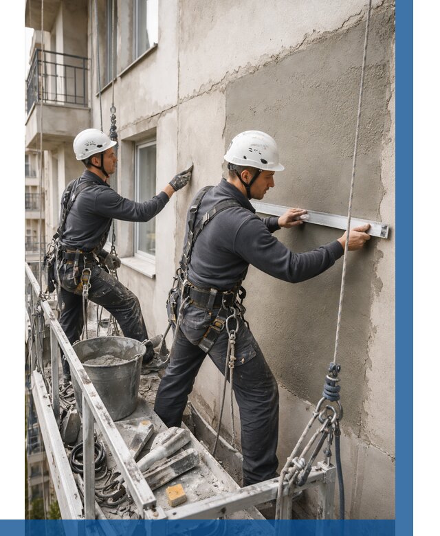 Штукатурка фасада на высоте в Нальчике от 933 р. | ВЫСОТНИК-Нль