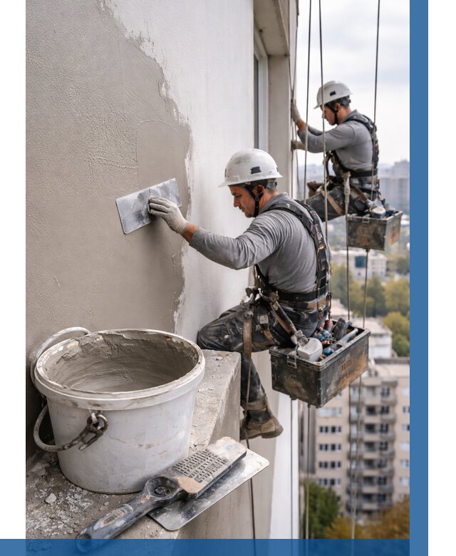 Шпаклевка фасада на высоте в Нальчике от 725 р. | ВЫСОТНИК-Нль