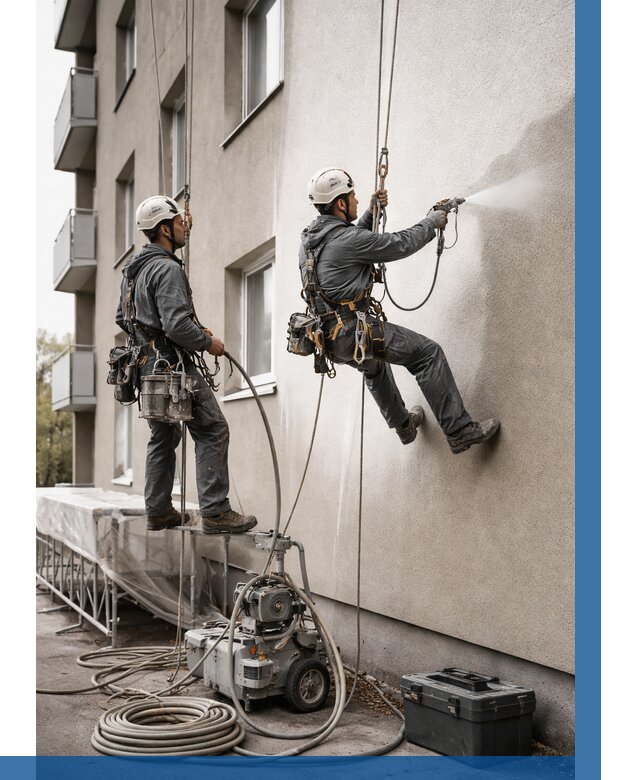 Безвоздушная покраска фасада в Нальчике от 228 р/м² | ВЫСОТНИК-Нль