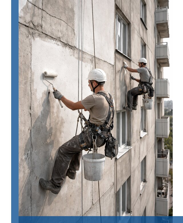 Покраска бетонного фасада в Нальчике для жилых и промышленных объектов