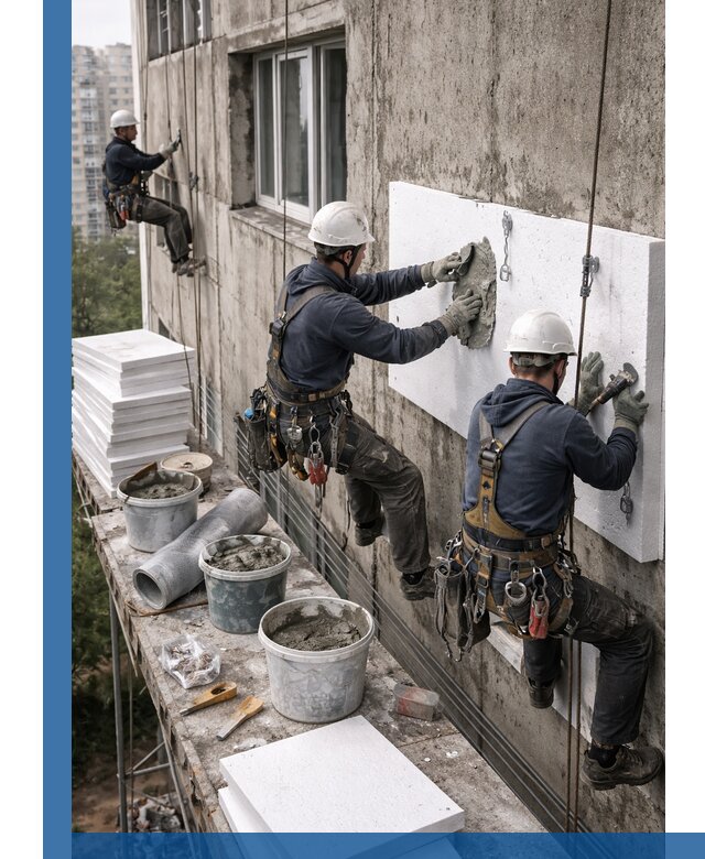 Утепление фасада пенополистиролом в Нальчике под ключ