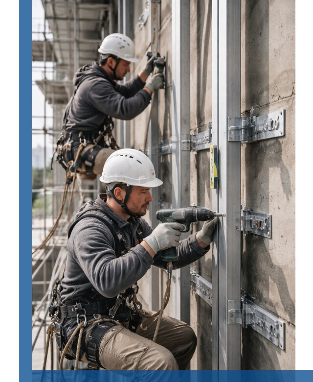 Монтаж и крепление подсистемы вентфасада в Нальчике