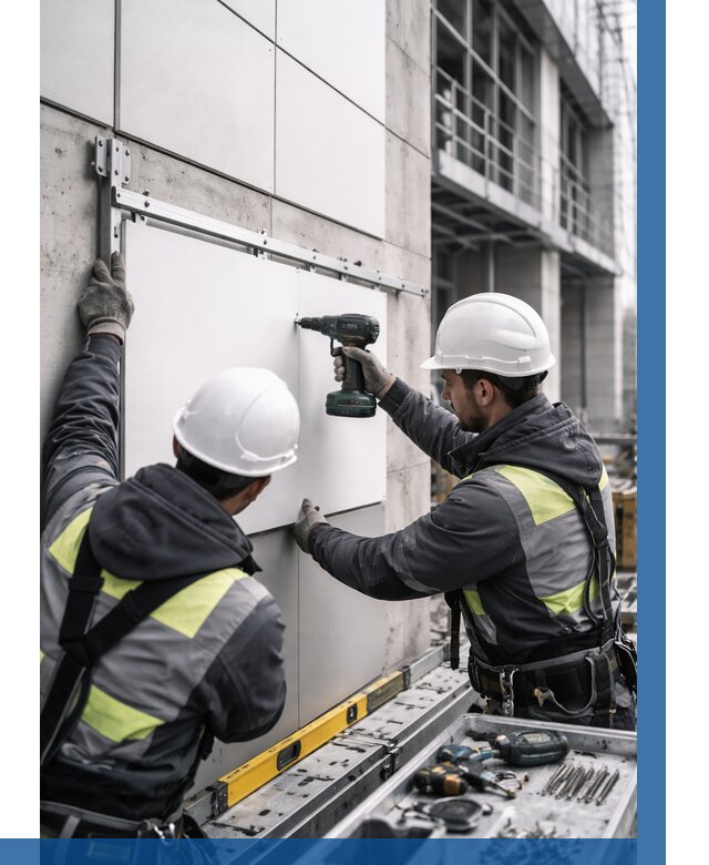 Монтаж композитных панелей фасада в Нальчике от 2591 р. | ВЫСОТНИК-Нль