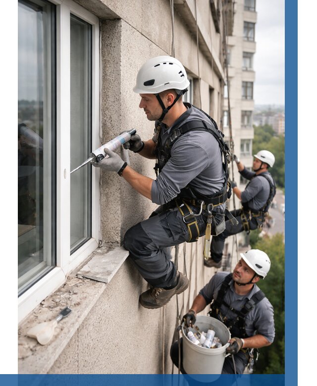 Герметизация оконных швов снаружи в Нальчике от 1554 р. | ВЫСОТНИК-Нль