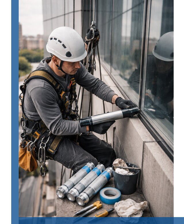 Герметизация стыков витража в Нальчике для герметичных фасадов