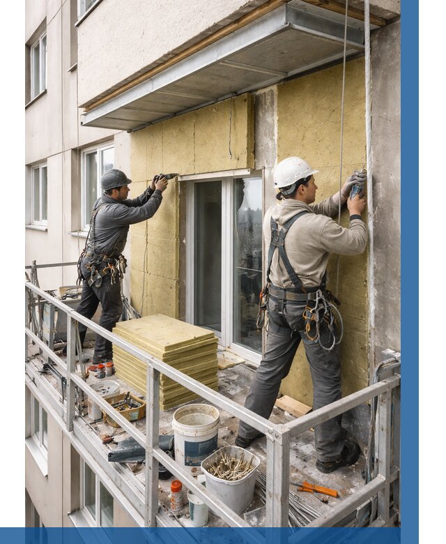 Утепление балкона снаружи в Нальчике от 1658 р. под ключ ВЫСОТНИК-Нль