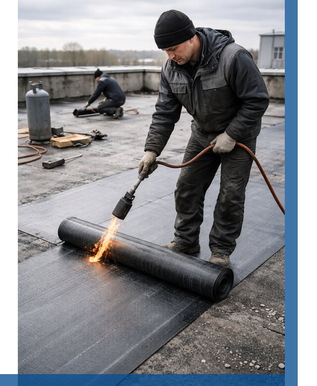 Ремонт наплавляемой кровли в Нальчике от 725 р. | ВЫСОТНИК-Нль