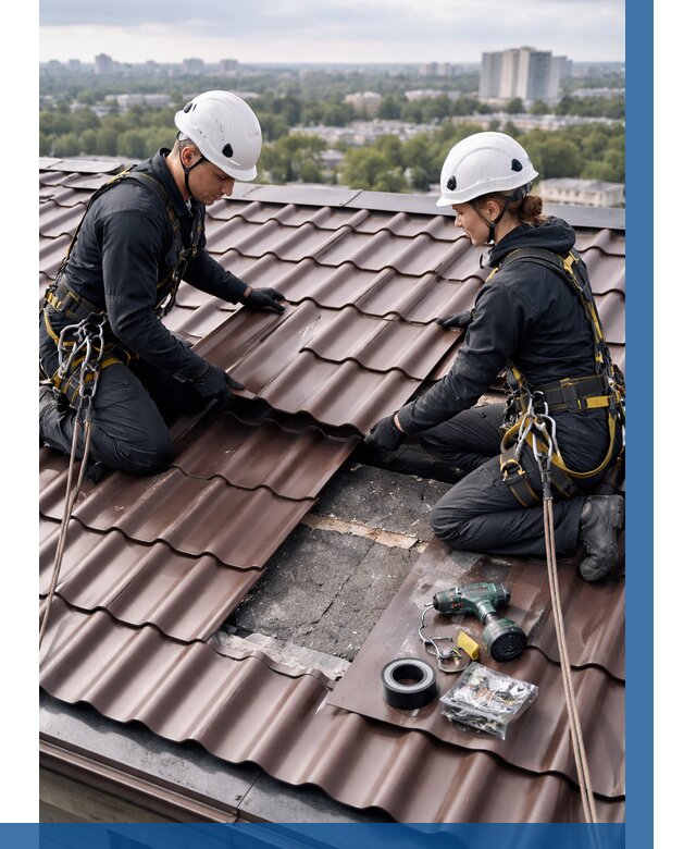 Ремонт металлочерепицы на крыше в Нальчике от 933 р. | ВЫСОТНИК-Нль