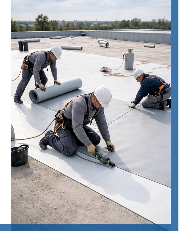 Монтаж мембранной кровли под ключ в Нальчике от 1244 р. | ВЫСОТНИК-Нль