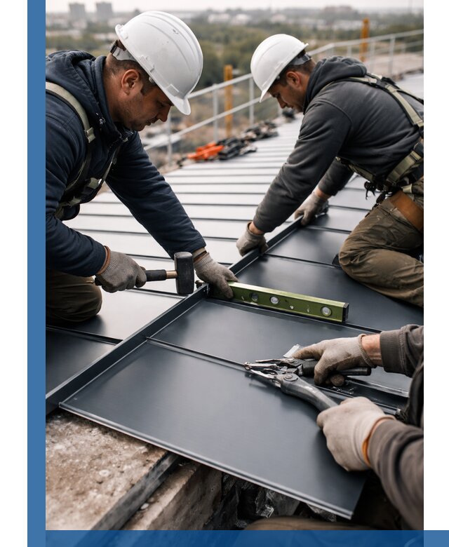 Монтаж фальцевой кровли в Нальчике для промышленных зданий