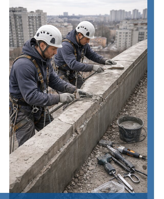 Ремонт парапета на кровле в Нальчике от 1554 р. | ВЫСОТНИК-Нль
