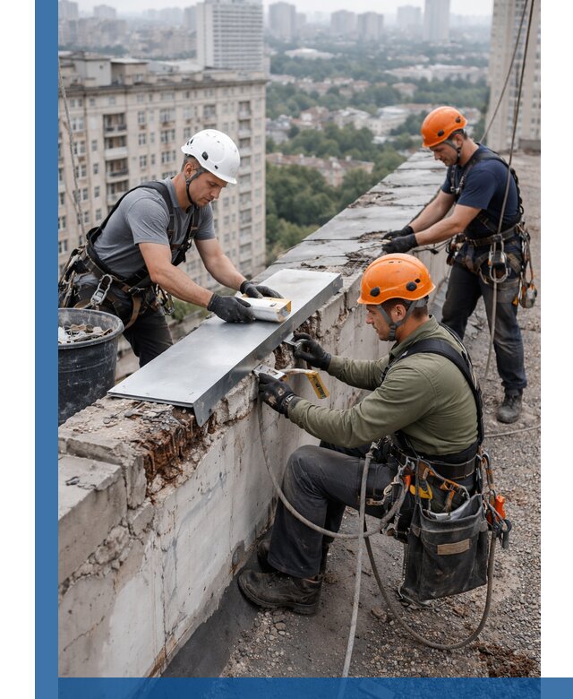 Ремонт парапета на кровле в Нальчике, высотные работы с гарантией