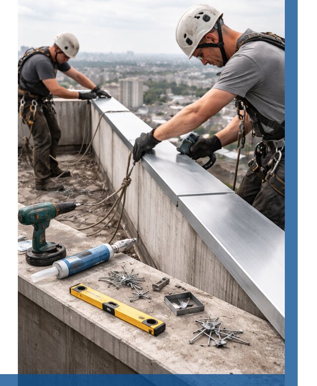 Монтаж парапетных крышек в Нальчике от 829 р. | ВЫСОТНИК-Нль