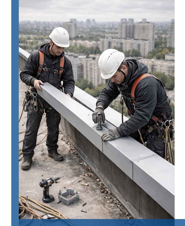 Монтаж парапетных крышек и ограждений кровли в Нальчике