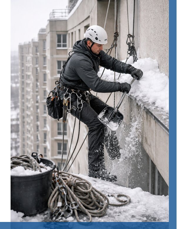 Очистка карнизов от снега в Нальчике от 311 р. | ВЫСОТНИК-Нль