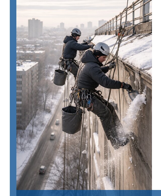 Очистка карнизов от снега в Нальчике профессионально и безопасно