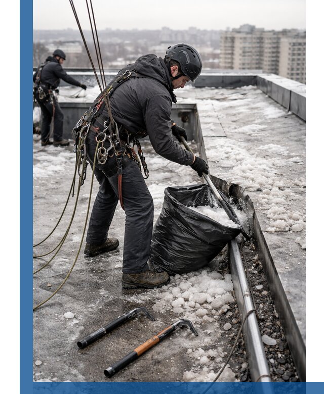 Аварийная очистка кровли в Нальчике от промальпинистов