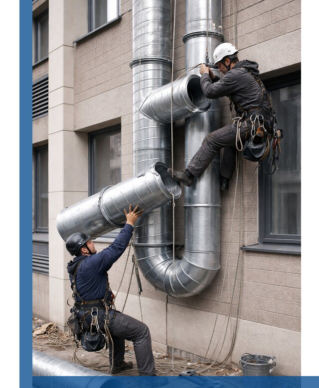 Монтаж фасадных воздуховодов в Нальчике с герметизацией и крепежом