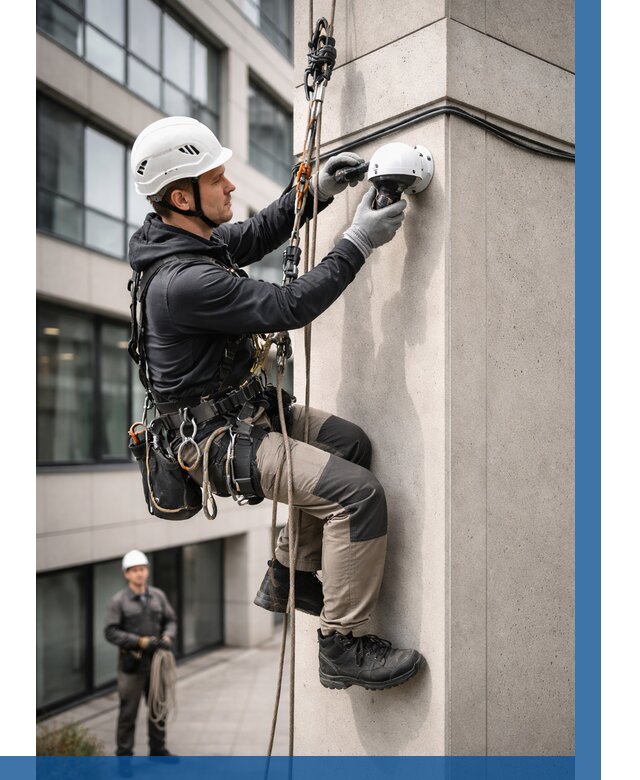 Монтаж камер видеонаблюдения на фасаде в Нальчике от 8809 р.-ВЫСОТНИК-Нль