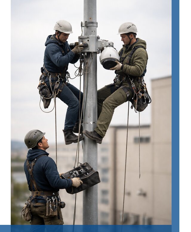 Установка видеокамер на мачте в Нальчике от 8809 р. | ВЫСОТНИК-Нль