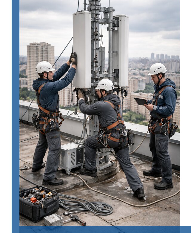 Монтаж антенн связи на крыше в Нальчике с вводом в эксплуатацию