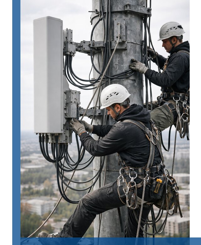 Монтаж оборудования связи на мачте в Нальчике с пусконаладкой