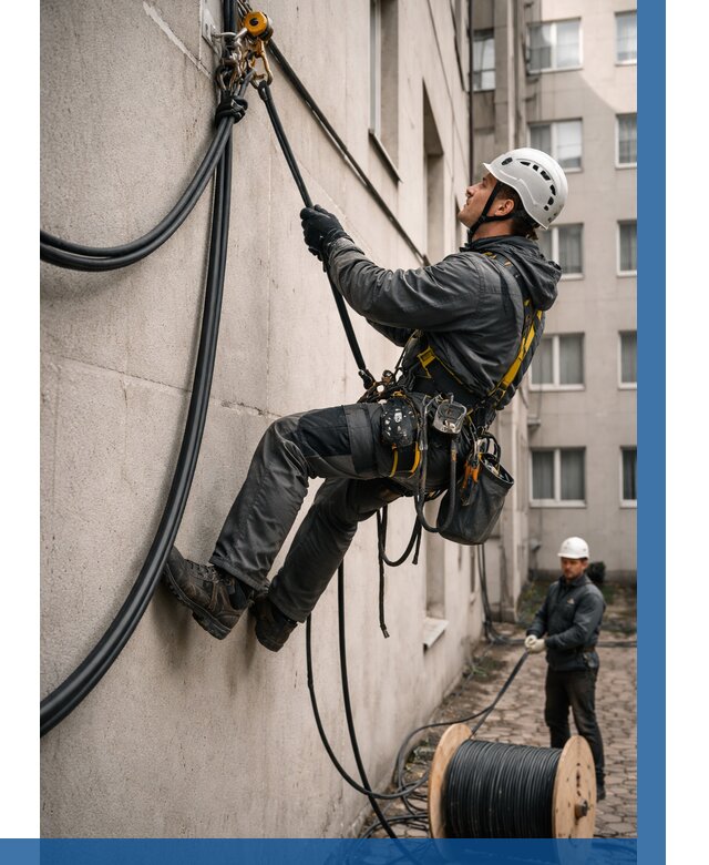 Протяжка кабеля питания на высоте в Нальчике от 466 р. | ВЫСОТНИК-Нль