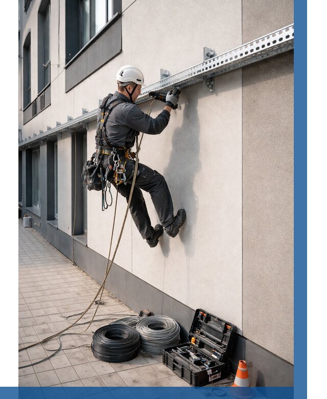 Монтаж кабельных лотков на фасаде в Нальчике от 1244 р. | ВЫСОТНИК-Нль