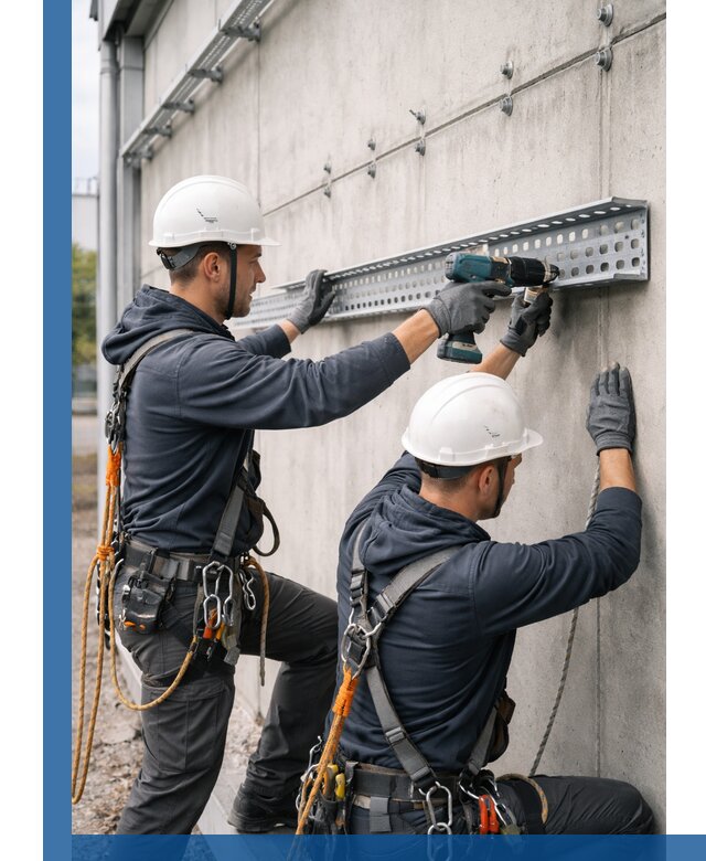 Монтаж кабельных лотков на фасаде зданий в Нальчике с гарантией