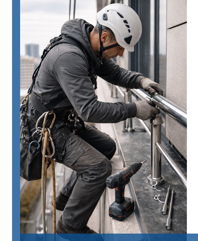 Монтаж ограждений на высоте в Нальчике для зданий и конструкций