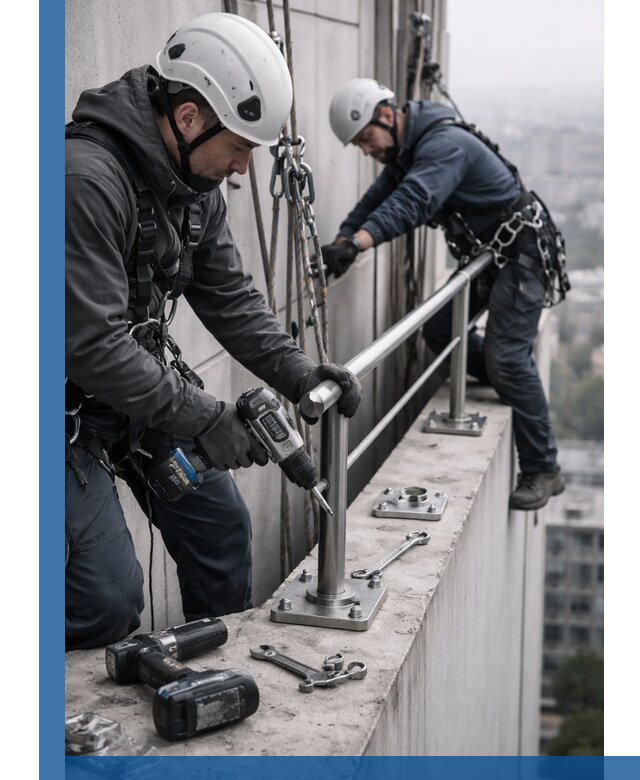 Монтаж перил на высоте в Нальчике для жилых и промобъектов