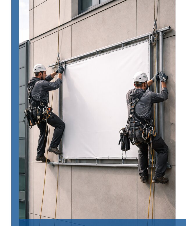 Монтаж наружной рекламной вывески в Нальчике под ключ