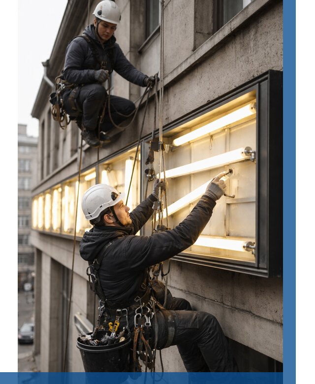 Замена ламп в вывеске в Нальчике под ключ от 3627 р. | ВЫСОТНИК-Нль