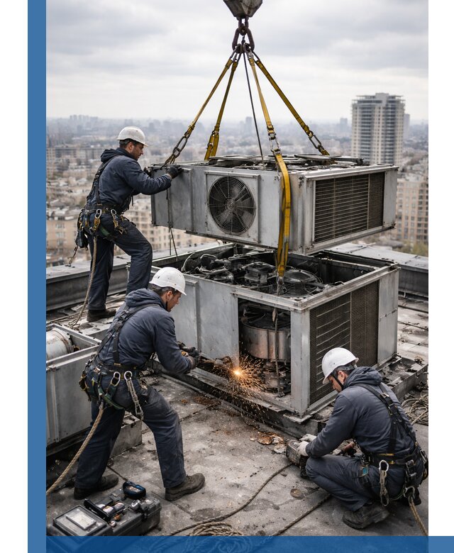 Демонтаж крышной установки в Нальчике любой сложности