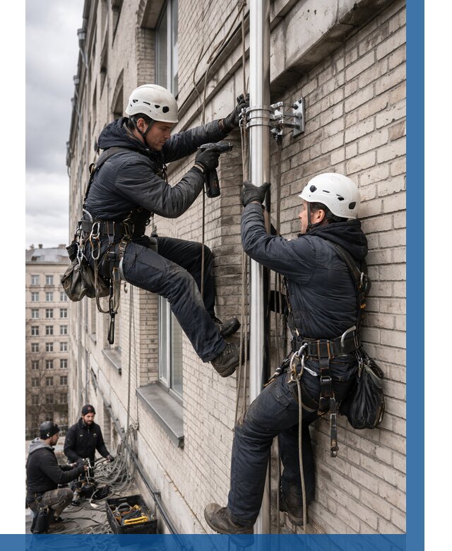 Монтаж флагштока на здании в Нальчике от 6736 р. | ВЫСОТНИК-Нль