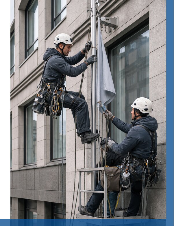 Установка флагов на фасаде в Нальчике от 4663 р. | ВЫСОТНИК-Нль