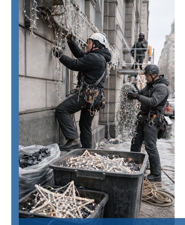 Демонтаж новогоднего оформления и гирлянд в Нальчике