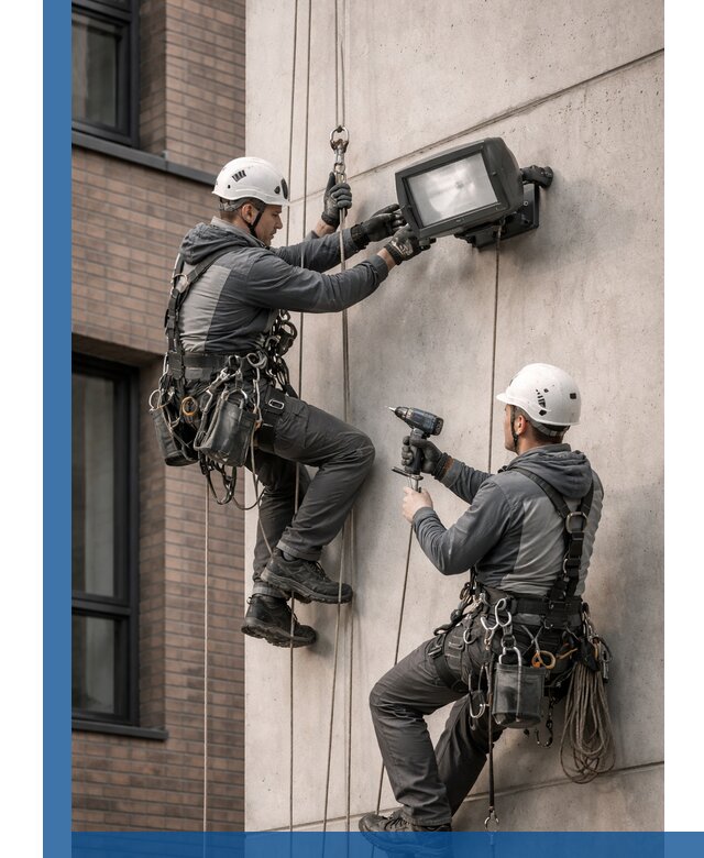 Профессиональный монтаж фасадных прожекторов в Нальчике под ключ