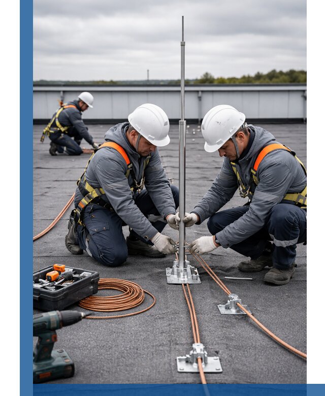 Монтаж молниезащиты на кровле в Нальчике под ключ с гарантией