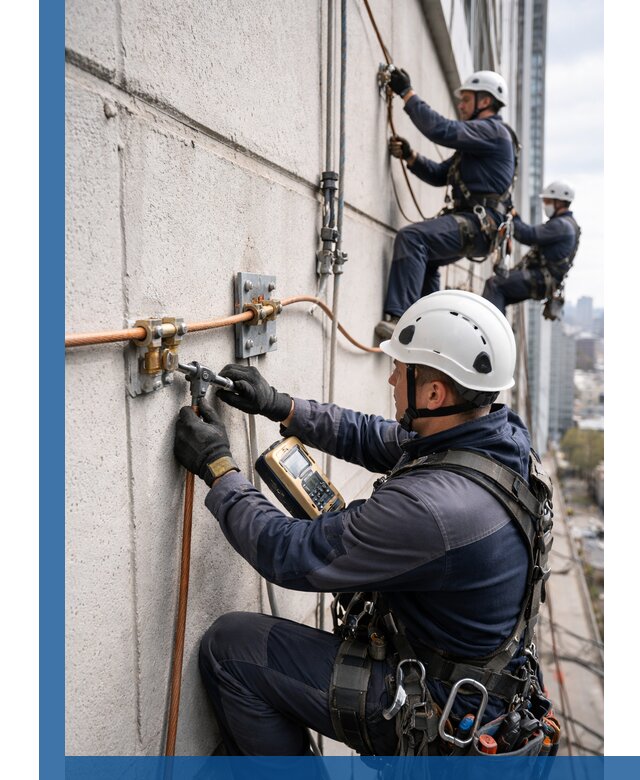 Монтаж системы заземления здания и молниезащиты в Нальчике