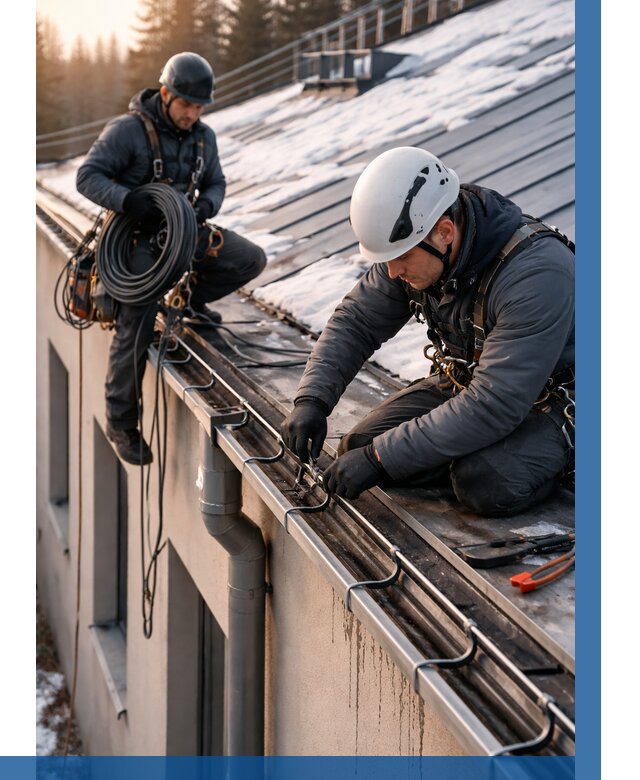 Монтаж греющего кабеля на кровле в Нальчике от 466 р. | ВЫСОТНИК-Нль
