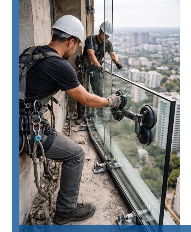 Монтаж стеклянных ограждений под ключ с гарантией в Нальчике