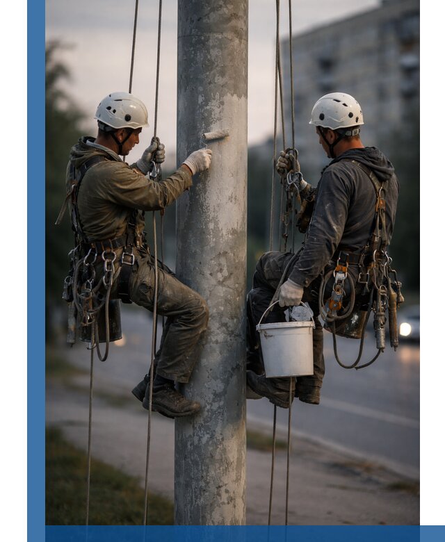 Покраска опор освещения и антикоррозийная защита в Нальчике