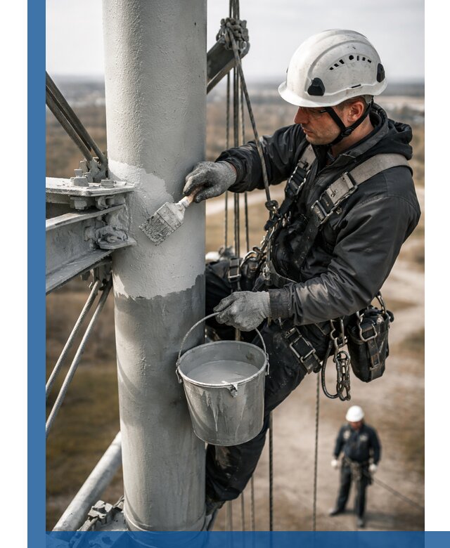 Покраска мачт связи в Нальчике промышленными альпинистами