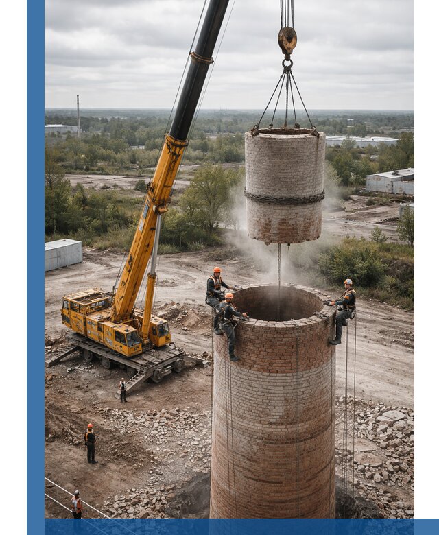 Демонтаж дымовой трубы в Нальчике с гарантиями безопасности