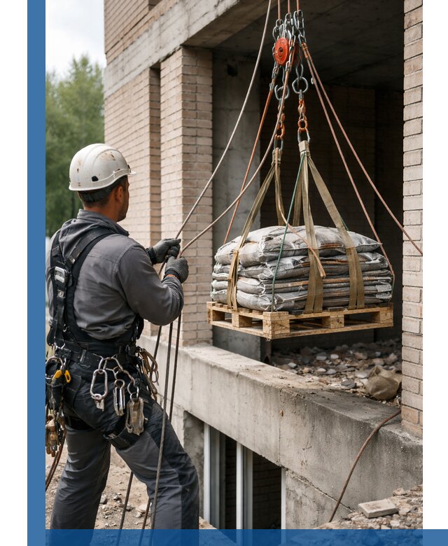 Подъем материалов на этаж веревками в Нальчике оперативно