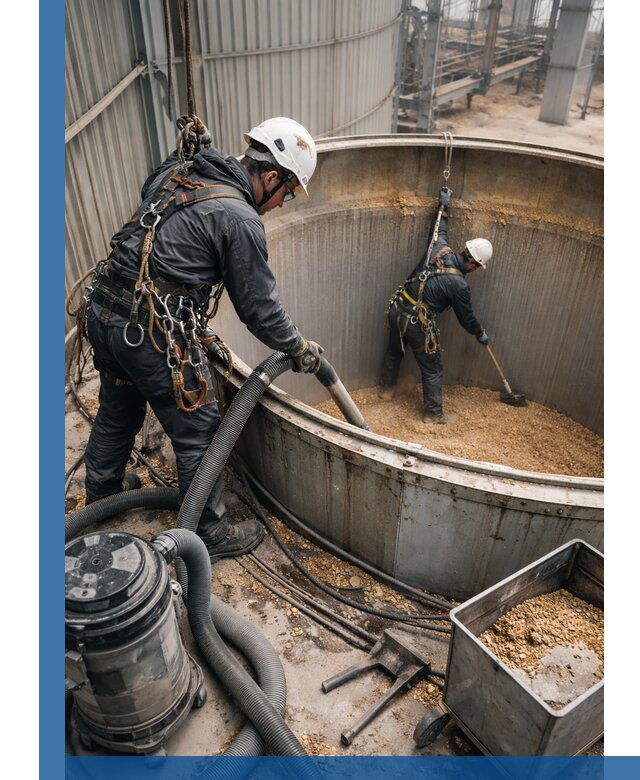 Профессиональная чистка зерновых бункеров в Нальчике с выездом